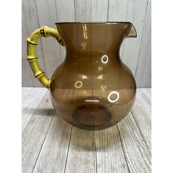 Vtg Tiki Bar Wine Glasses and Pitcher Acrylic Tree Bamboo Stem Cocktail Set 5 - Picture 4 of 13